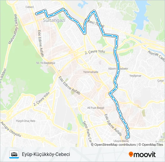 CEBECI-KÜÇÜKKÖY-EYÜP Dolmus & Minibus Line Map