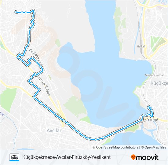 KÜÇÜKÇEKMECE-AVCILAR-FIRÜZKÖY-YEŞILKENT Dolmus & Minibus Line Map