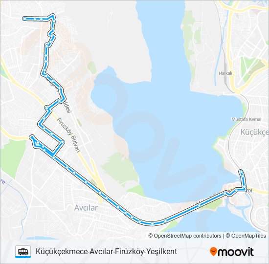 KÜÇÜKÇEKMECE-AVCILAR-FIRÜZKÖY-YEŞILKENT Dolmus & Minibus Line Map