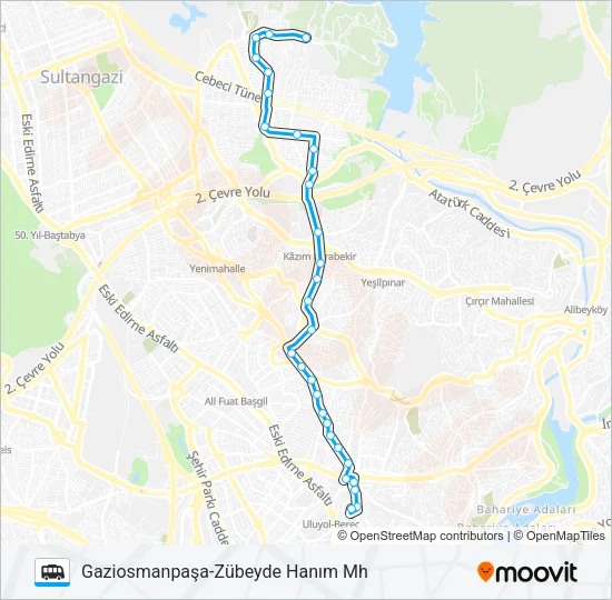 GAZIOSMANPAŞA-ZÜBEYDE HANIM MH Dolmus & Minibus Line Map