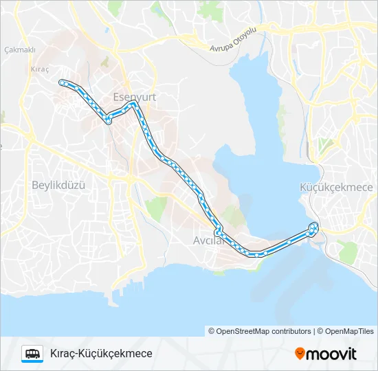 KÜÇÜKÇEKMECE-KIRAÇ Dolmus & Minibus Line Map