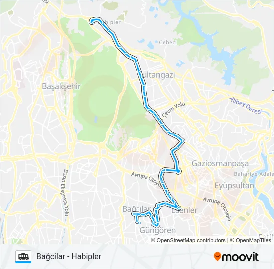 BAĞCILAR - HABIPLER Dolmus & Minibus Line Map