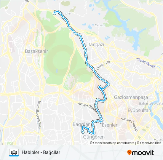 BAĞCILAR - HABIPLER Dolmus & Minibus Line Map