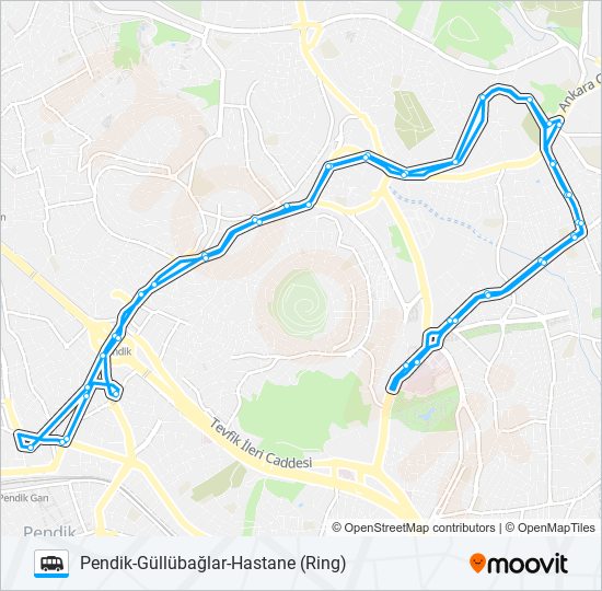 PENDIK-GÜLLÜBAĞLAR-HASTANE (RING) minibüs / dolmuş Hattı Haritası