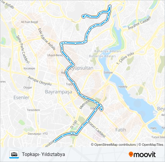 YILDIZTABYA-GOP-TOPKAPI Dolmus & Minibus Line Map