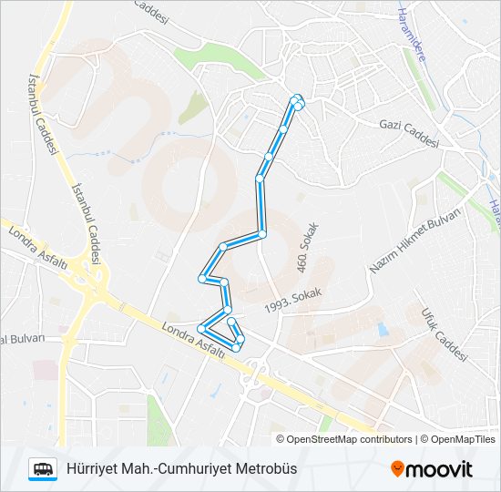 HÜRRIYET MAH.-CUMHURIYET METROBÜS minibüs / dolmuş Hattı Haritası
