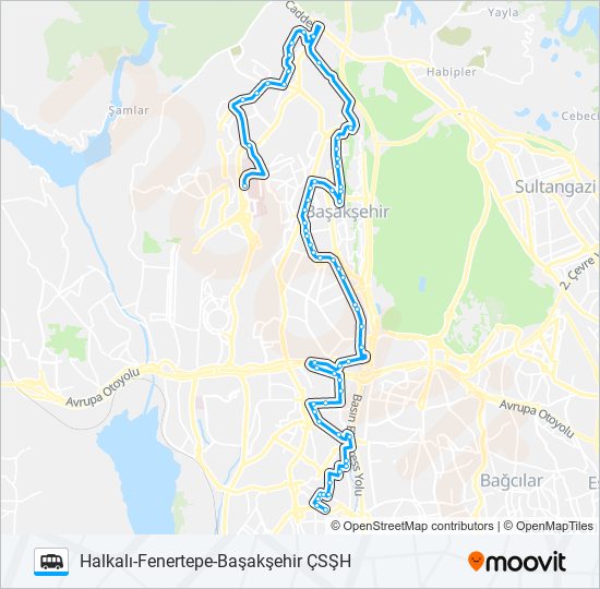 HALKALI-FENERTEPE-BAŞAKŞEHIR ÇSŞH minibüs / dolmuş Hattı Haritası