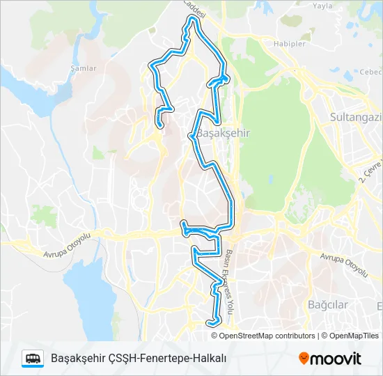 HALKALI-FENERTEPE-BAŞAKŞEHIR ÇSŞH Dolmus & Minibus Line Map