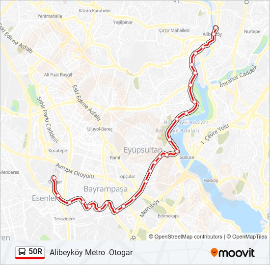 50R bus Line Map