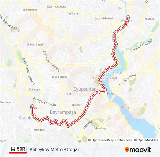 50R Bus Line Map