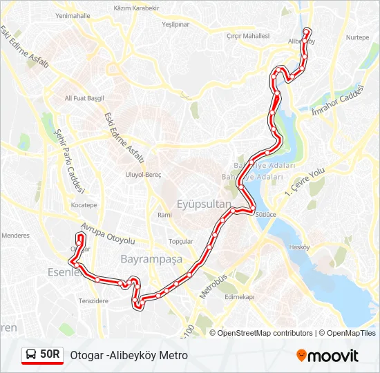 50R Bus Line Map