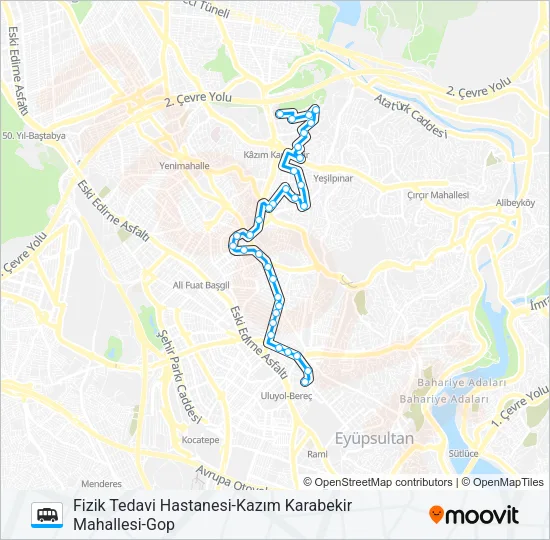 GOP-KAZIM KARABEKIR MAHALLESI- FIZIK TEDAVI HASTANESI Dolmus & Minibus Line Map