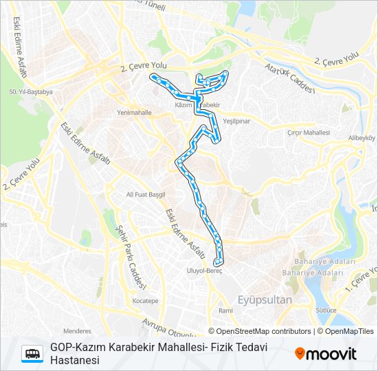 GOP-KAZIM KARABEKIR MAHALLESI- FIZIK TEDAVI HASTANESI minibüs / dolmuş Hattı Haritası