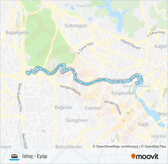 EYÜP - ISTOÇ Dolmus & Minibus Line Map