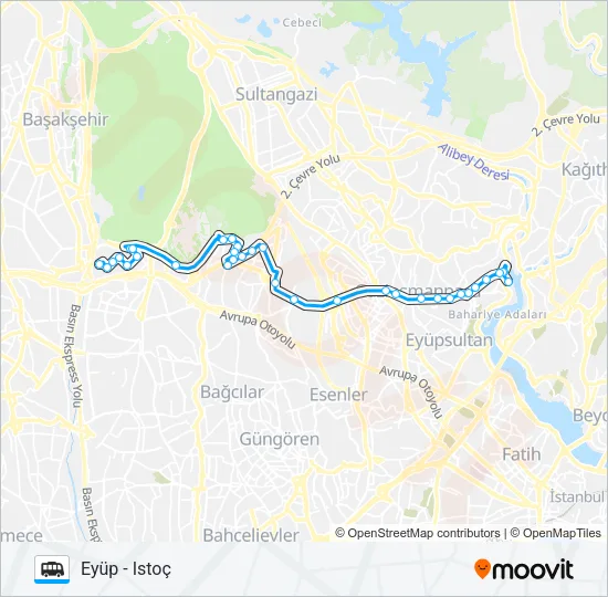 EYÜP - ISTOÇ Dolmus & Minibus Line Map