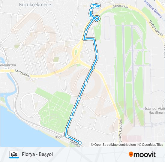FLORYA - BEŞYOL minibüs / dolmuş Hattı Haritası