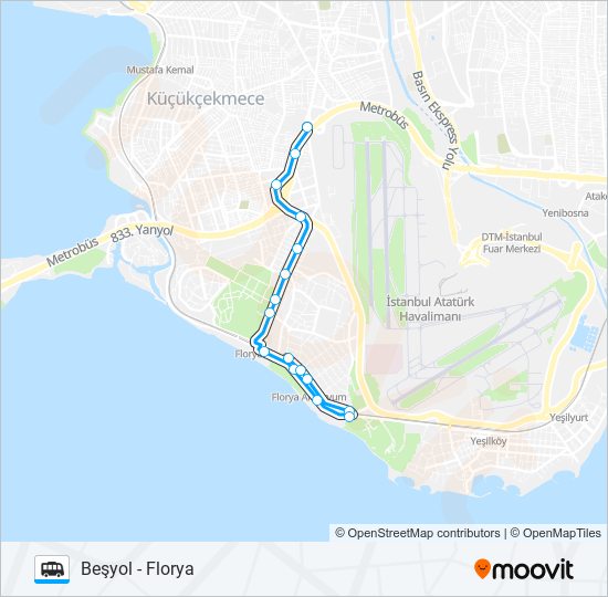 FLORYA - BEŞYOL minibüs / dolmuş Hattı Haritası