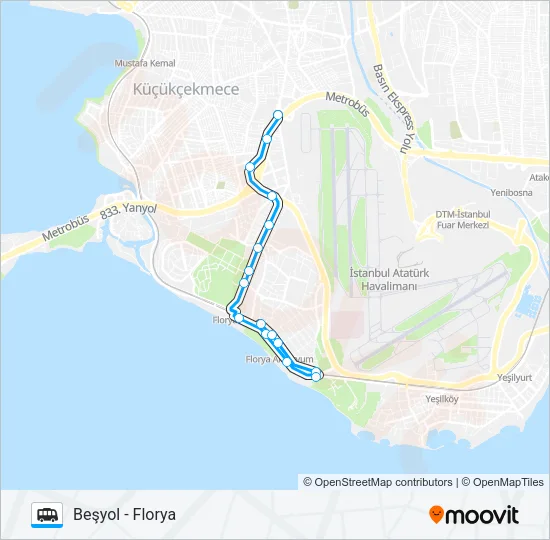 FLORYA - BEŞYOL Dolmus & Minibus Line Map