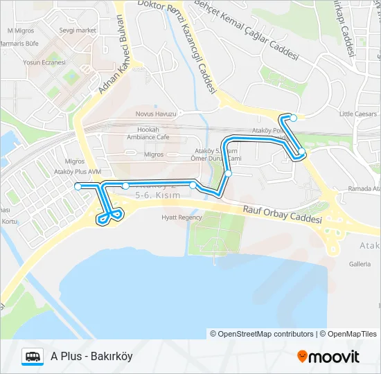 BAKIRKÖY- A PLUS Dolmus & Minibus Line Map