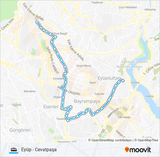 CEVATPAŞA - EYÜP Dolmus & Minibus Line Map