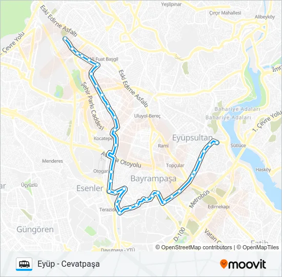 CEVATPAŞA - EYÜP Dolmus & Minibus Line Map
