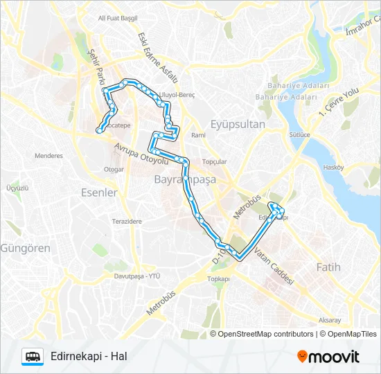EDIRNEKAPI - HAL Dolmus & Minibus Line Map