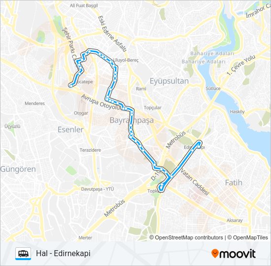 EDIRNEKAPI - HAL Dolmus & Minibus Line Map