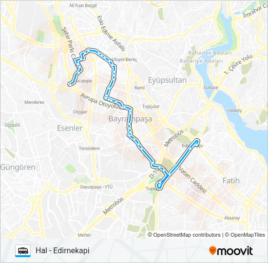 EDIRNEKAPI - HAL Dolmus & Minibus Line Map