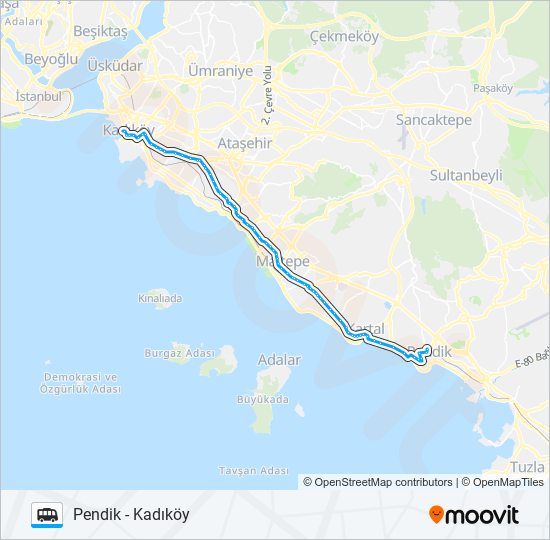 KADIKÖY - PENDIK Dolmus & Minibus Line Map