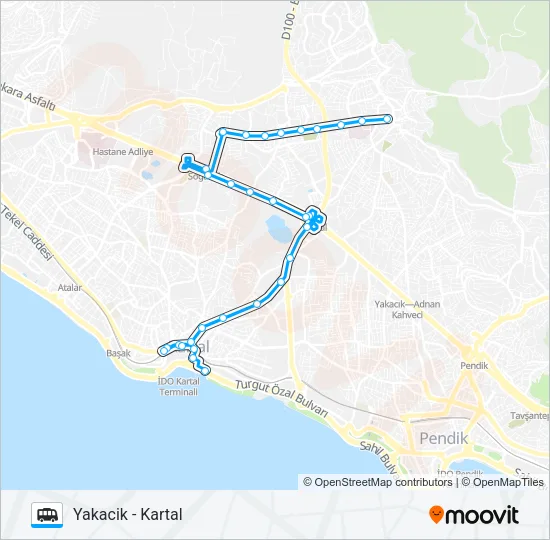 KARTAL - YAKACIK Dolmus & Minibus Line Map