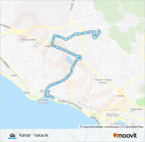 KARTAL - YAKACIK Dolmus & Minibus Line Map