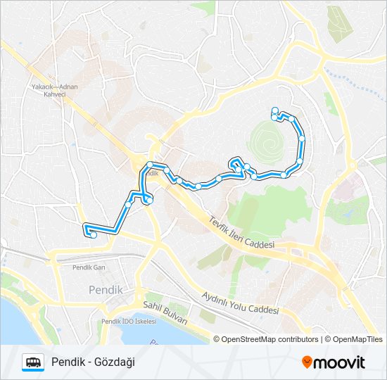 PENDIK - GÖZDAĞI minibüs / dolmuş Hattı Haritası