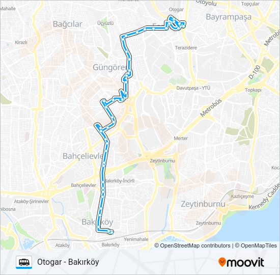 BAKIRKÖY - OTOGAR minibüs / dolmuş Hattı Haritası