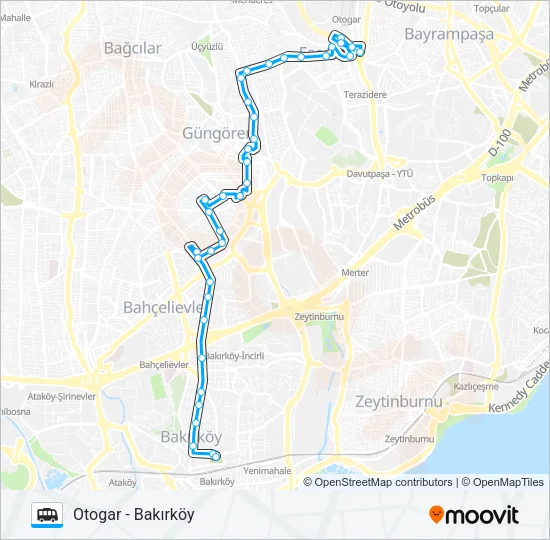 BAKIRKÖY - OTOGAR Dolmus & Minibus Line Map