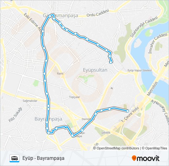 EYÜP - BAYRAMPAŞA Dolmus & Minibus Line Map