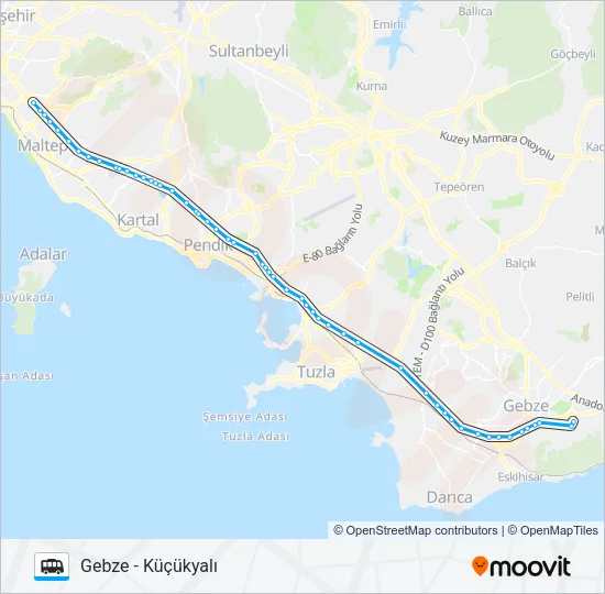 GEBZE - KÜÇÜKYALI Dolmus & Minibus Line Map