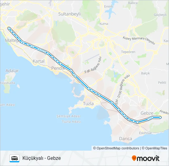 GEBZE - KÜÇÜKYALI Dolmus & Minibus Line Map