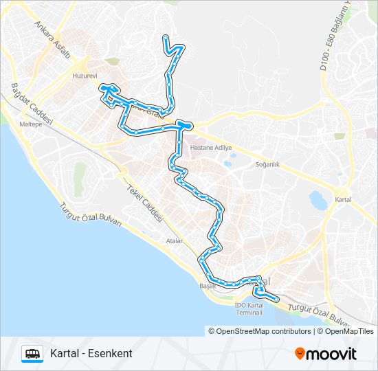 KARTAL - ESENKENT minibüs / dolmuş Hattı Haritası