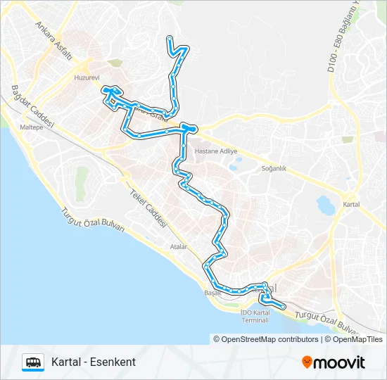 KARTAL - ESENKENT Dolmus & Minibus Line Map