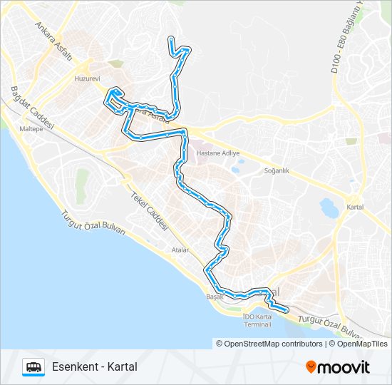 KARTAL - ESENKENT minibüs / dolmuş Hattı Haritası