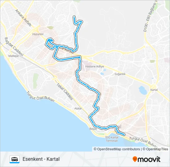 KARTAL - ESENKENT Dolmus & Minibus Line Map