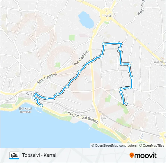 KARTAL - TOPSELVI Dolmus & Minibus Line Map