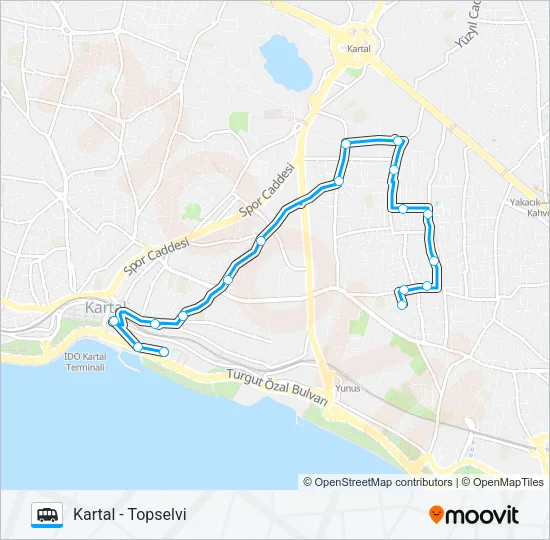 KARTAL - TOPSELVI Dolmus & Minibus Line Map
