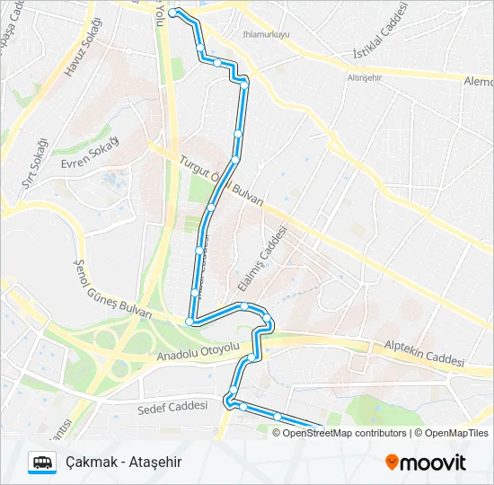 ÇAKMAK - ATAŞEHIR Dolmus & Minibus Line Map