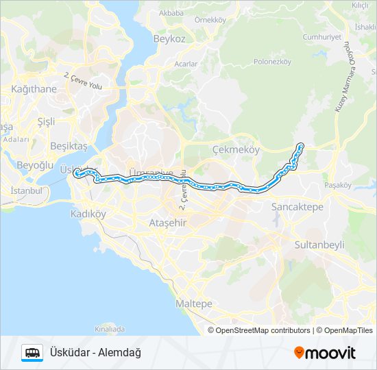 ÜSKÜDAR - ALEMDAĞ Dolmus & Minibus Line Map