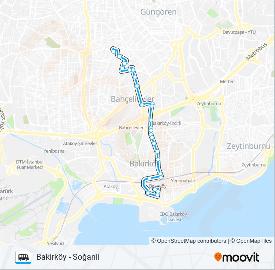 BAKIRKÖY - SOĞANLI minibüs / dolmuş Hattı Haritası
