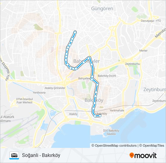 BAKIRKÖY - SOĞANLI minibüs / dolmuş Hattı Haritası