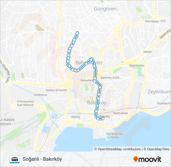 BAKIRKÖY - SOĞANLI Dolmus & Minibus Line Map