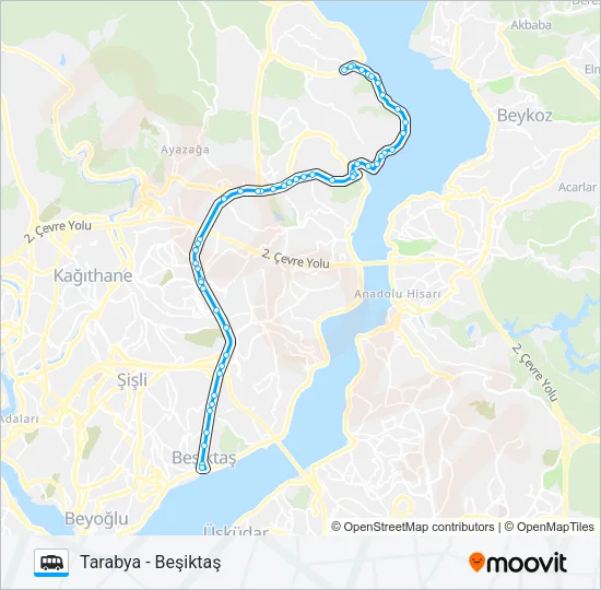 BEŞIKTAŞ - TARABYA Dolmus & Minibus Line Map