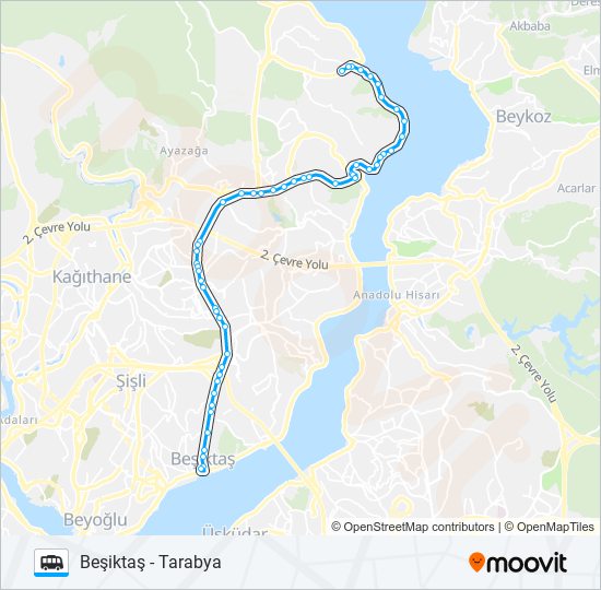 BEŞIKTAŞ - TARABYA minibüs / dolmuş Hattı Haritası